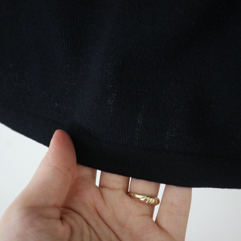 Garnet Hill Size XS Modern Merino Wool Sweater Dress Black Crew Neck Knee Length - Picture 12 of 12